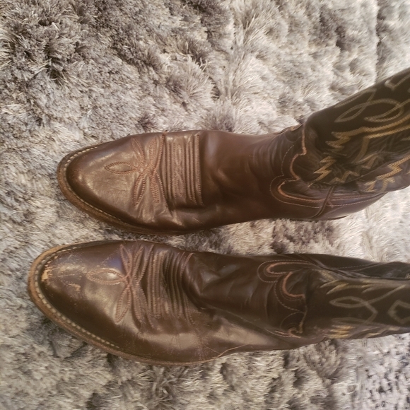 Justin Cowboy Vintage Western Brown Boots Size 9 D main image 8